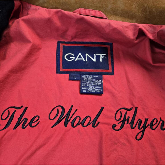 GANT Vintage 90s Multicolor Leather Wool Varsity Letterman Bomber Jacket Mens XL - Picture 6 of 6